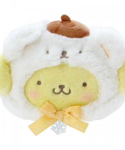 Pompompurin Fluffy Polar Bear Plush Zipper Pouch - Soft Embroidered Design for Girls
