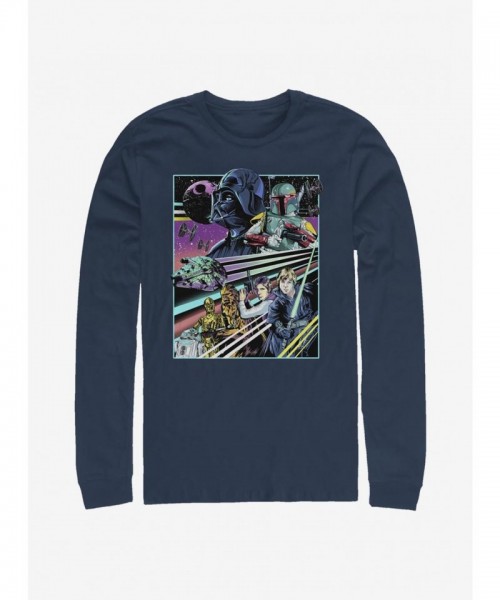 Star Wars Rebellion Themed Long Sleeve T-Shirt in Blue for Men