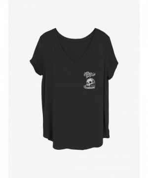 Disney Girls Plus Size T-Shirt with Tinker Bell Rocket Skull Design - Black
