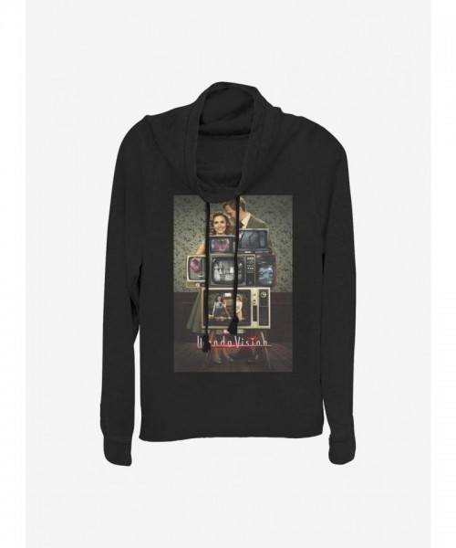 Marvel WandaVision Girls Cowlneck Sweatshirt - Black