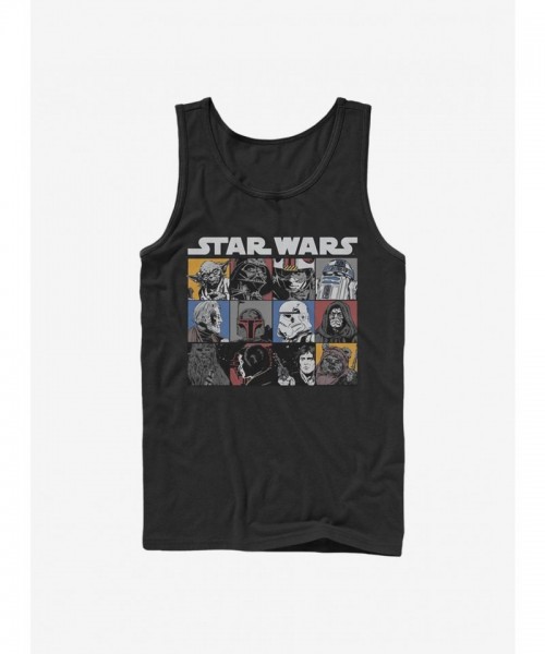 Star Wars Graphic Tank Top for Men - Black Cotton