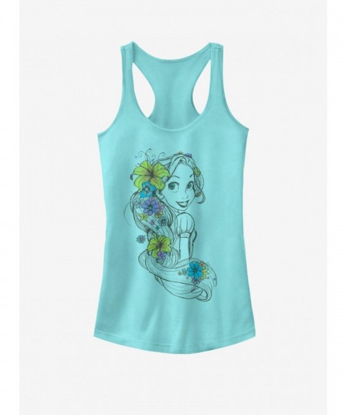 Disney Sketch Tank Top for Girls - Blue Rapunzel Design