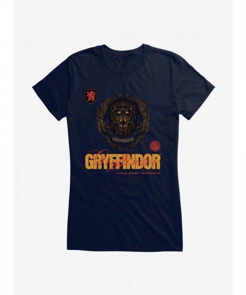 Harry Potter Gryffindor Motto T-Shirt for Girls - Junior Sizes Blue