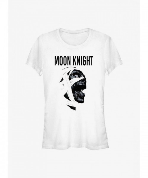 Marvel Moon Knight Mummy Themed Lightweight T-Shirt for Girls - White