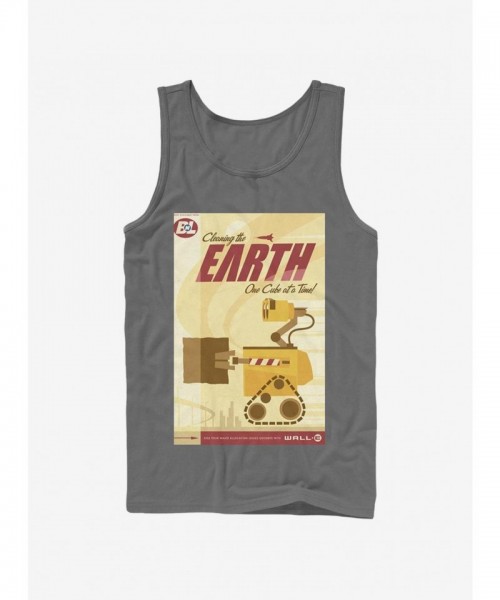 Disney Pixar Wall-E Earth Cleaner Poster Unisex Tank Top - Grey