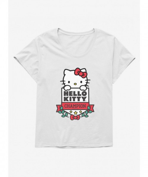 Hello Kitty Champion Plus Size White Scoop Neck T-Shirt for Girls