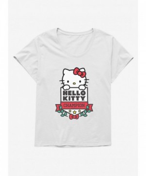 Hello Kitty Champion Plus Size White Scoop Neck T-Shirt for Girls