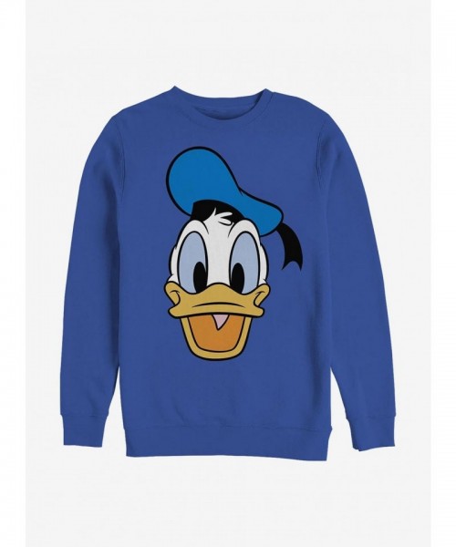 Disney Big Face Donald Duck Crewneck Sweatshirt - Men's Blue