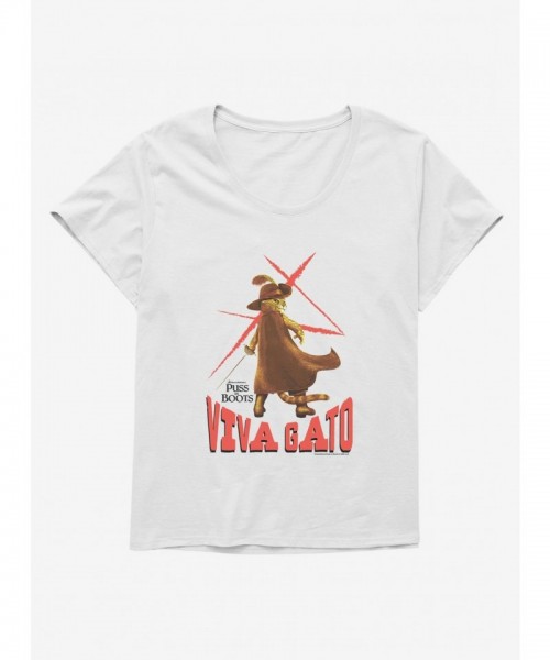 Puss In Boots Viva Gato Plus Size Girls Scoop Neck Tee