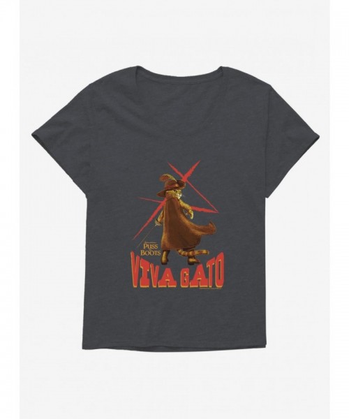 Puss In Boots Viva Gato Plus Size Girls Scoop Neck Tee