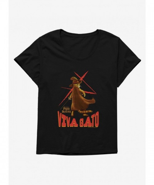 Puss In Boots Viva Gato Plus Size Girls Scoop Neck Tee