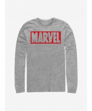 Marvel Simple Brick Logo Long-Sleeve T-Shirt - Grey for Men