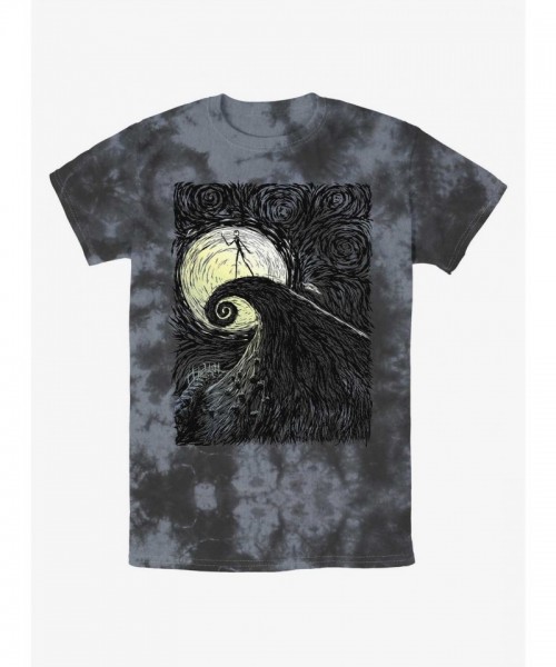 Disney Nightmare Before Christmas Jack Spiraling Hill Tie-Dye T-Shirt - Unisex Multi