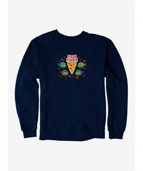 Teenage Mutant Ninja Turtles Group Sweatshirt with Pixelated Pizza Design for Men