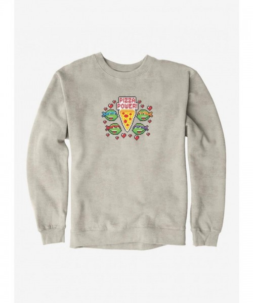 Teenage Mutant Ninja Turtles Group Sweatshirt with Pixelated Pizza Design for Men