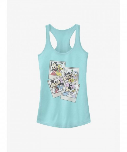 Disney Girls' Comfortable Blue Mickey Mouse Polaroid Tank Top