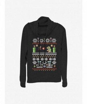 Nintendo Black 8-Bit Mario Cowlneck Sweatshirt for Girls