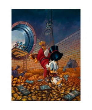 Scrooge McDuck Diving in Gold Limited Edition Canvas Art by Rodel Gonzalez