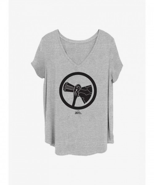 Marvel Grey Plus Size T-Shirt for Girls - Thor Love And Thunder Stormbreaker Design