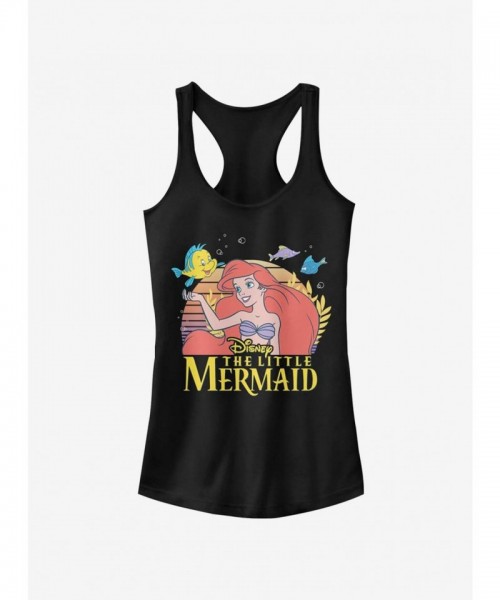 Disney Little Mermaid Girls Cotton Tank Top - Black