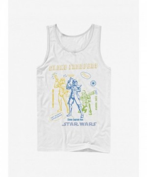 Star Wars Clone Wars Doodle Trooper Tank Top - Men's White