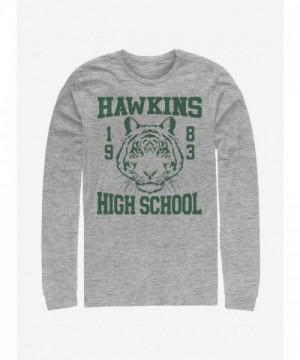 Stranger Things Hawkins High Tiger 1983 Unisex Grey Long-Sleeve T-Shirt