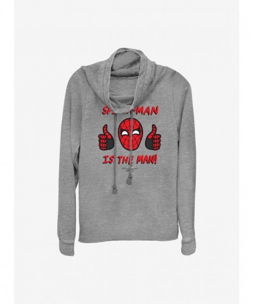 Marvel Girls Grey Spidey Long-Sleeve Cowl Neck Top