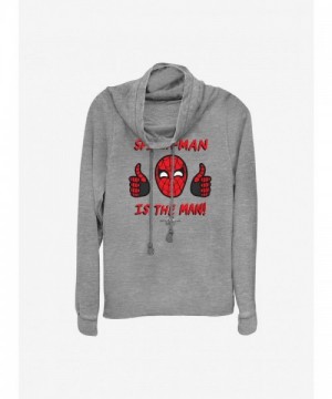 Marvel Girls Grey Spidey Long-Sleeve Cowl Neck Top