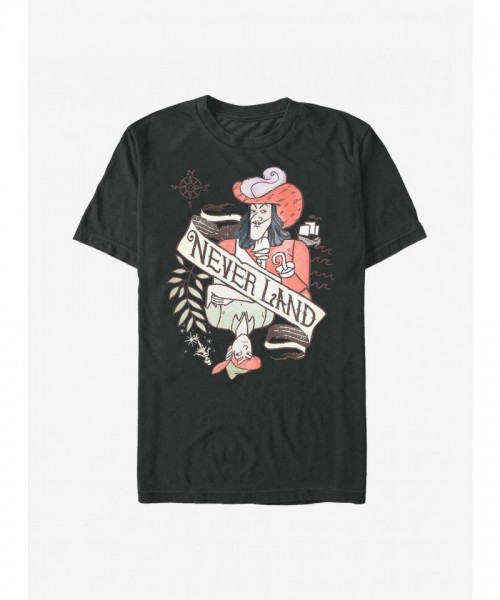 Disney Peter Pan Hook Character T-Shirt - Men's Black