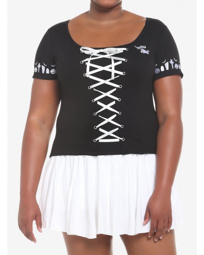 The Nightmare Before Christmas Zero Lace-Up Girls Top Plus Size $15.13 Tops