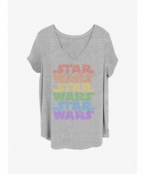 Star Wars Multi-Color Logo Plus Size Tee for Girls - Grey
