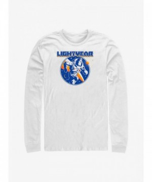 Disney Pixar Lightyear Round Neck Long Sleeve T-Shirt - White Men's