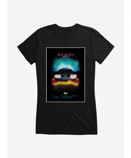 Back To The Future DeLorean Girls T-Shirt - Lightweight Cotton Poster Tee