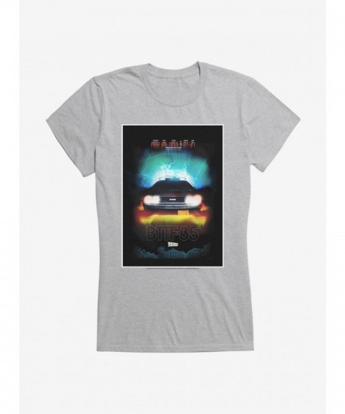 Back To The Future DeLorean Girls T-Shirt - Lightweight Cotton Poster Tee