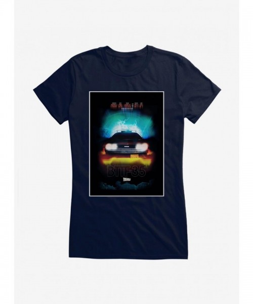 Back To The Future DeLorean Girls T-Shirt - Lightweight Cotton Poster Tee