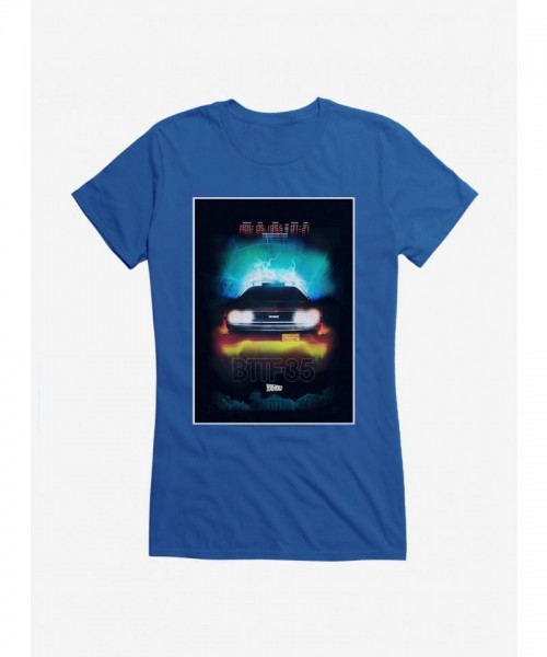 Back To The Future DeLorean Girls T-Shirt - Lightweight Cotton Poster Tee