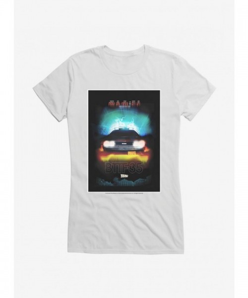 Back To The Future DeLorean Girls T-Shirt - Lightweight Cotton Poster Tee