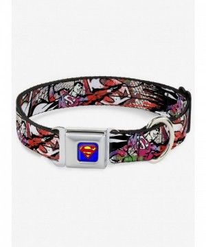 Superman Justice League Flying Bricks Seatbelt Dog Collar in Colorful Design