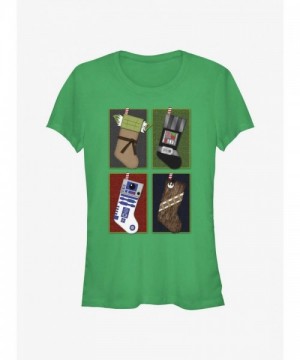 Star Wars Galaxy Stockings Tee for Girls - Green