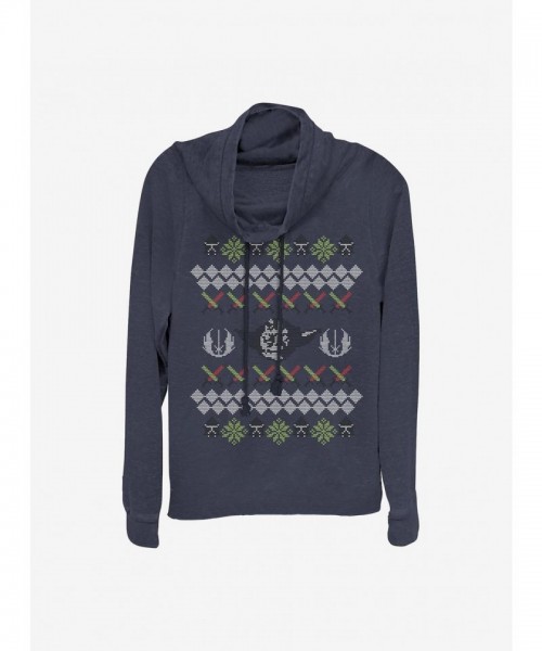 Star Wars Jedi Holiday Cowl Neck Sweatshirt for Girls - Blue