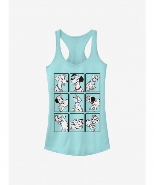 Disney Classic Dalmatian Box Up Girls Cotton Tank Top - Blue