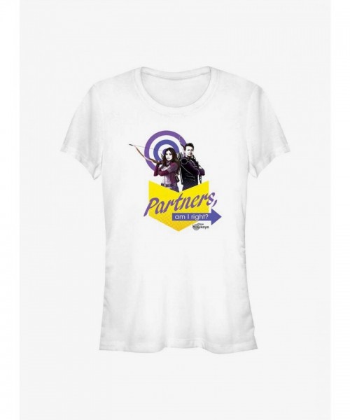 Marvel Hawkeye Allies Badge Tee - White Girls' Junior Size