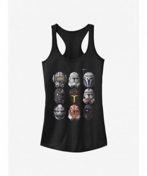 Star Wars Clone Trooper Helmet Design Girls Racerback Tank Top - Black