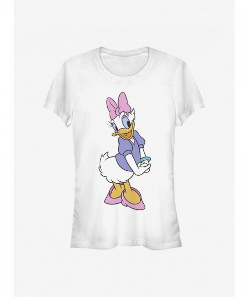 Disney Girls Traditional Daisy Duck Lightweight T-Shirt - White