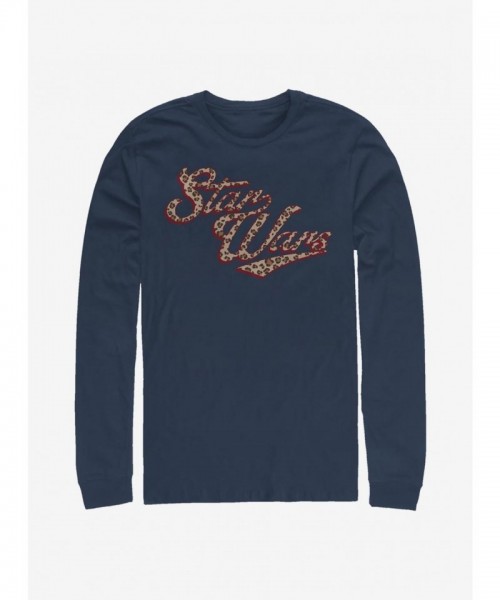 Star Wars Cheetah Typography Long Sleeve Men's T-Shirt - Blue