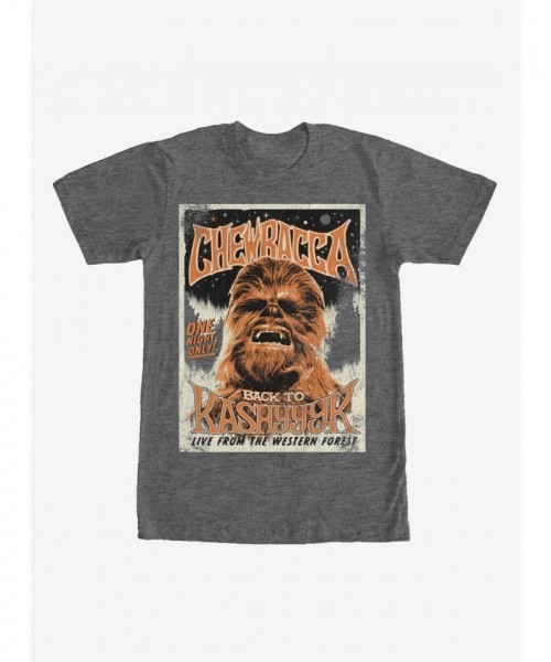 Chewbacca Vintage Concert Poster T-Shirt - Unisex Heather Charcoal