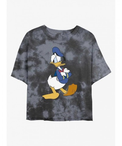 Disney Donald Duck Traditional Donald Tie-Dye Girls Crop T-Shirt $11.56 T-Shirts