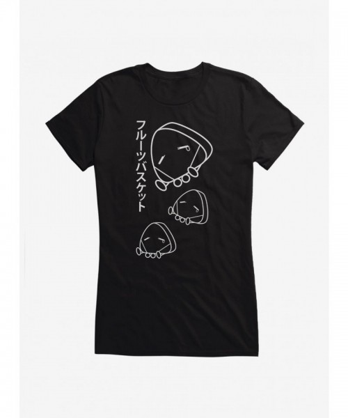 Sad Onigiri Fruits Basket T-Shirt for Girls - Black