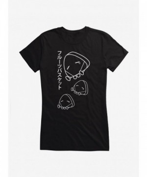 Sad Onigiri Fruits Basket T-Shirt for Girls - Black