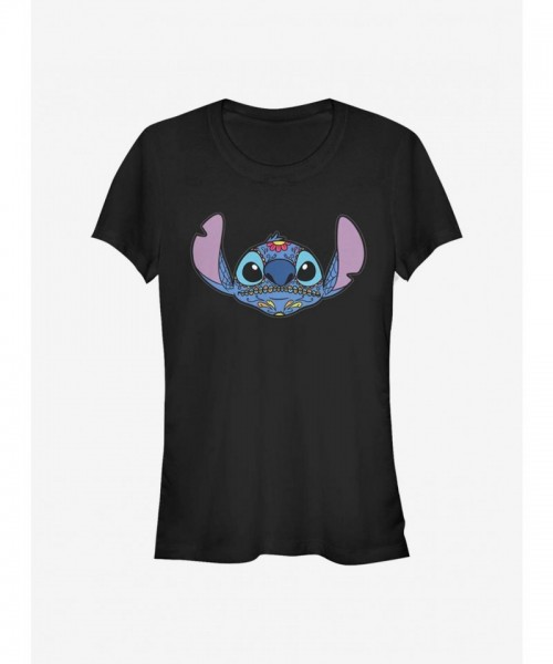 Disney Girls Lilo & Stitch Sugar Skull T-Shirt - Junior Black